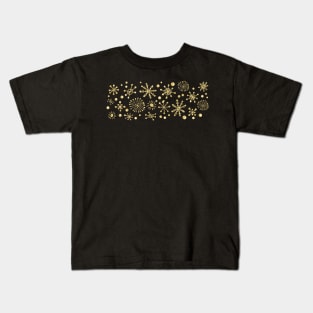 Gold Retro Stars on Black Kids T-Shirt